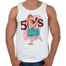 PRINTFASHION Retro lány - 50-es évek - Férfi atléta - Fehér atléta, trikó