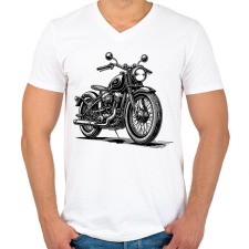 PRINTFASHION Retro motor - Férfi V-nyakú póló - Fehér férfi póló