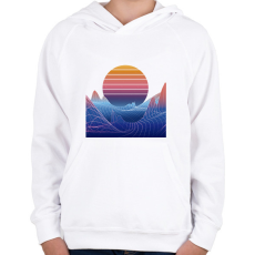 PRINTFASHION Retro naplemente - Gyerek kapucnis pulóver - Fehér