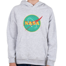 PRINTFASHION Retro Nasa logo - Gyerek kapucnis pulóver - Sport szürke