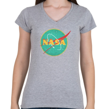 PRINTFASHION Retro Nasa logo - Női V-nyakú póló - Sport szürke női póló