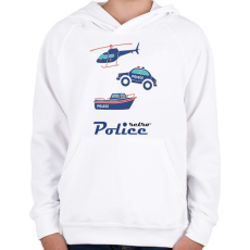 PRINTFASHION Retro rendőr - Gyerek kapucnis pulóver - Fehér
