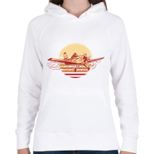 PRINTFASHION Retro repülő - Női kapucnis pulóver - Fehér női pulóver, kardigán