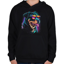 PRINTFASHION Retro Rottweiler - Gyerek kapucnis pulóver - Fekete gyerek pulóver, kardigán