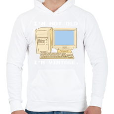 PRINTFASHION Retro számítógép - Férfi kapucnis pulóver - Fehér