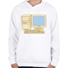 PRINTFASHION Retro számítógép - Gyerek kapucnis pulóver - Fehér gyerek pulóver, kardigán