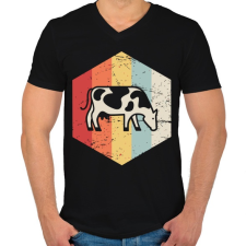 PRINTFASHION Retro szarvasmarha - Férfi V-nyakú póló - Fekete férfi póló