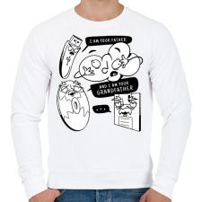 PRINTFASHION Retro tárhelyek - Férfi pulóver - Fehér férfi pulóver, kardigán