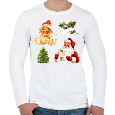 PRINTFASHION Retro télapó - Férfi hosszú ujjú póló - Fehér férfi póló