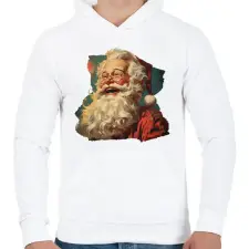 PRINTFASHION Retro télapó - Férfi kapucnis pulóver - Fehér férfi pulóver, kardigán