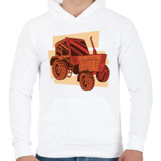 PRINTFASHION Retro traktor - Férfi kapucnis pulóver - Fehér