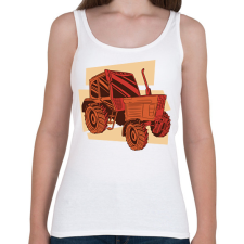 PRINTFASHION Retro traktor - Női atléta - Fehér női trikó