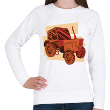 PRINTFASHION Retro traktor - Női pulóver - Fehér női pulóver, kardigán