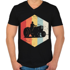 PRINTFASHION Retro traktoros - Férfi V-nyakú póló - Fekete férfi póló