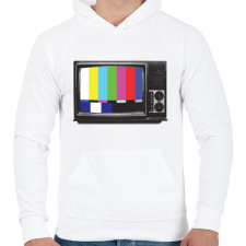 PRINTFASHION Retro TV - Férfi kapucnis pulóver - Fehér férfi pulóver, kardigán