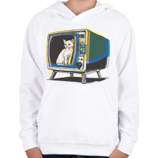 PRINTFASHION Retro TV - Gyerek kapucnis pulóver - Fehér
