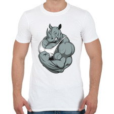 PRINTFASHION Rhino at thy gym - Férfi póló - Fehér férfi póló