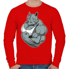 PRINTFASHION Rhino at thy gym - Férfi pulóver - Piros férfi pulóver, kardigán