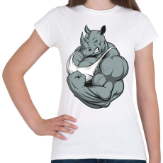 PRINTFASHION Rhino at thy gym - Női póló - Fehér