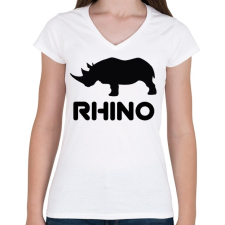 PRINTFASHION Rhino  - Női V-nyakú póló - Fehér női póló