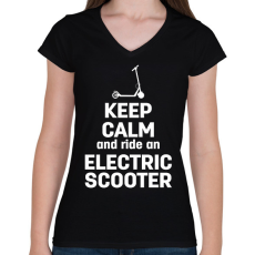 PRINTFASHION Ride an electric scooter - Női V-nyakú póló - Fekete