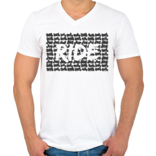 PRINTFASHION RIDE - Férfi V-nyakú póló - Fehér férfi póló