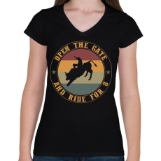 PRINTFASHION Ride for 8 - Női V-nyakú póló - Fekete