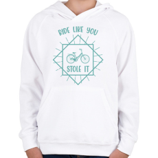 PRINTFASHION Ride like you stole it - Gyerek kapucnis pulóver - Fehér