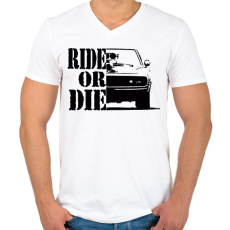 PRINTFASHION Ride or DIE - Férfi V-nyakú póló - Fehér