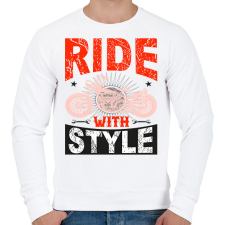 PRINTFASHION Ride With Style Red - Férfi pulóver - Fehér férfi pulóver, kardigán