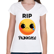 PRINTFASHION RIP Pajkaszeg - Női V-nyakú póló - Fehér
