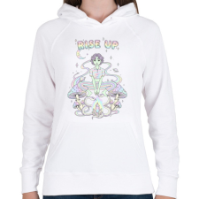 PRINTFASHION rise up 2 - Női kapucnis pulóver - Fehér női pulóver, kardigán