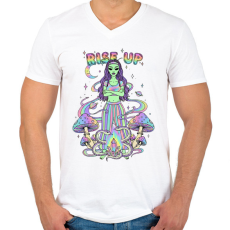 PRINTFASHION rise up - Férfi V-nyakú póló - Fehér