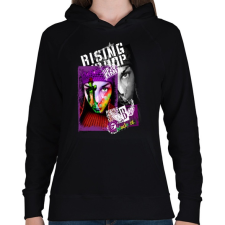 PRINTFASHION RISING HIP HOP - Női kapucnis pulóver - Fekete női pulóver, kardigán