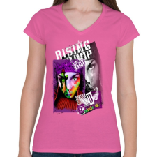 PRINTFASHION RISING HIP HOP - Női V-nyakú póló - Rózsaszín női póló