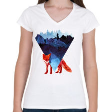 PRINTFASHION Risky road - Női V-nyakú póló - Fehér női póló