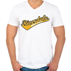 PRINTFASHION Riverdale logo - Férfi V-nyakú póló - Fehér