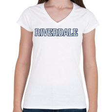 PRINTFASHION RiverDale - Női V-nyakú póló - Fehér
