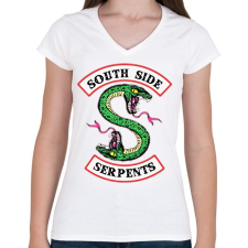 PRINTFASHION Riverdale South Side Serpents - Női V-nyakú póló - Fehér női póló