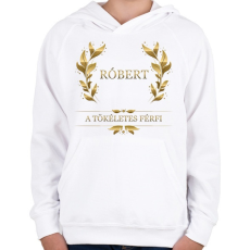 PRINTFASHION Róbert - Gyerek kapucnis pulóver - Fehér