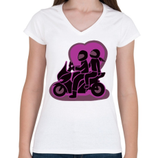 PRINTFASHION robiketten - Női V-nyakú póló - Fehér