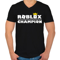 PRINTFASHION Roblox Champion - Férfi V-nyakú póló - Fekete
