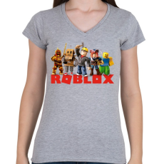 PRINTFASHION Roblox - Női V-nyakú póló - Sport szürke