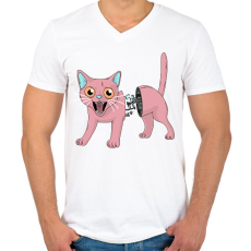 PRINTFASHION Robot macskában egér pilóta - Férfi V-nyakú póló - Fehér