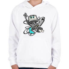 PRINTFASHION Robot Rock - Gyerek kapucnis pulóver - Fehér