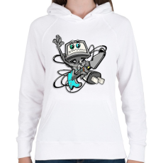PRINTFASHION Robot Rock - Női kapucnis pulóver - Fehér
