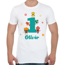 PRINTFASHION Robotos szülinap - Névvel - Férfi póló - Fehér