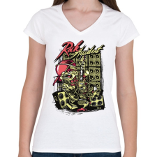 PRINTFASHION Rock accident - graffiti style - Női V-nyakú póló - Fehér női póló