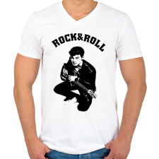 PRINTFASHION rock and roll4 - Férfi V-nyakú póló - Fehér férfi póló