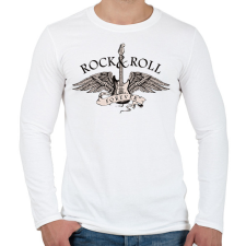 PRINTFASHION Rock and roll - Férfi hosszú ujjú póló - Fehér férfi póló